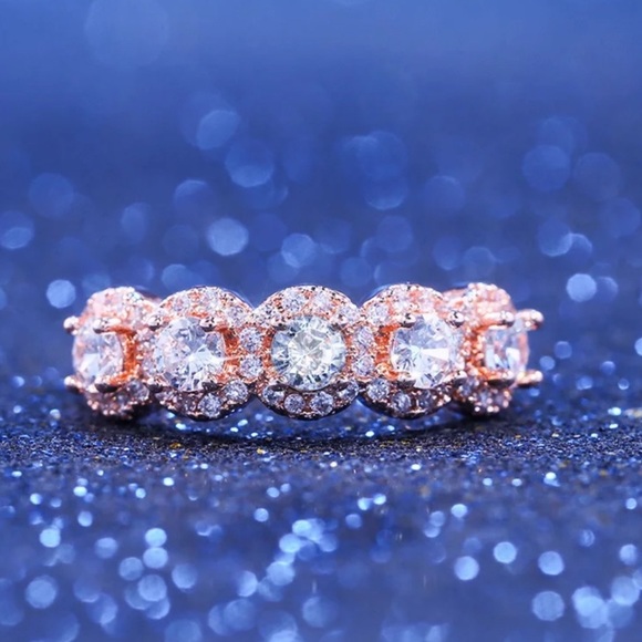 New Women’s Rose Gold Plated Diamond Ring - Picture 2 of 2